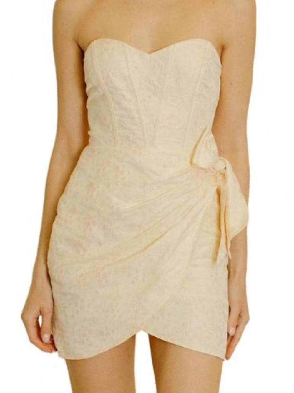Strapless Cream Lace Mini Dress